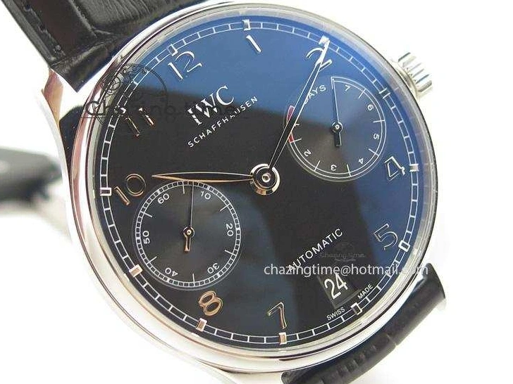 MIROTIME 0425 Practical Portuguese Real PR IW500109 ZF 1:1 Best Edition Black Dial On Black Leather Strap A52010 V 7308